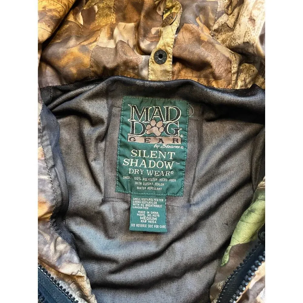 Mad Dog Silent Shawdow Dry Gear Full Zip Hunting Jacket Mens Size M